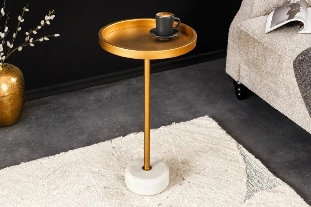 Masuta Laterala, Marmura, Metal, TRAYFUL 60cm, A-44849 VC