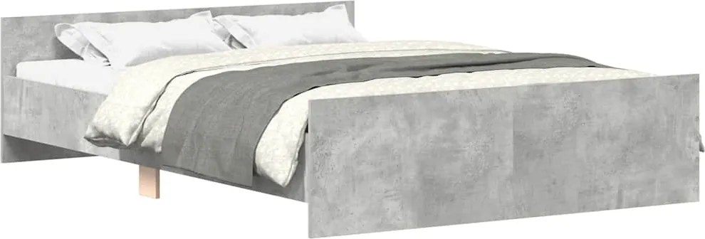 vidaXL Cadru de pat cu tăblie la cap/picioare, gri beton, 140x200 cm