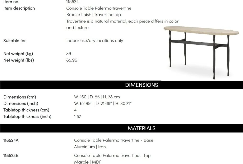 Consola moderna design LUX Palermo