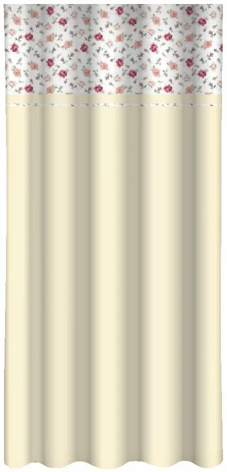 Draperie decorativă crem cu imprimeu de trandafiri roz și roșii Lățime: 160 cm | Lungime: 270 cm