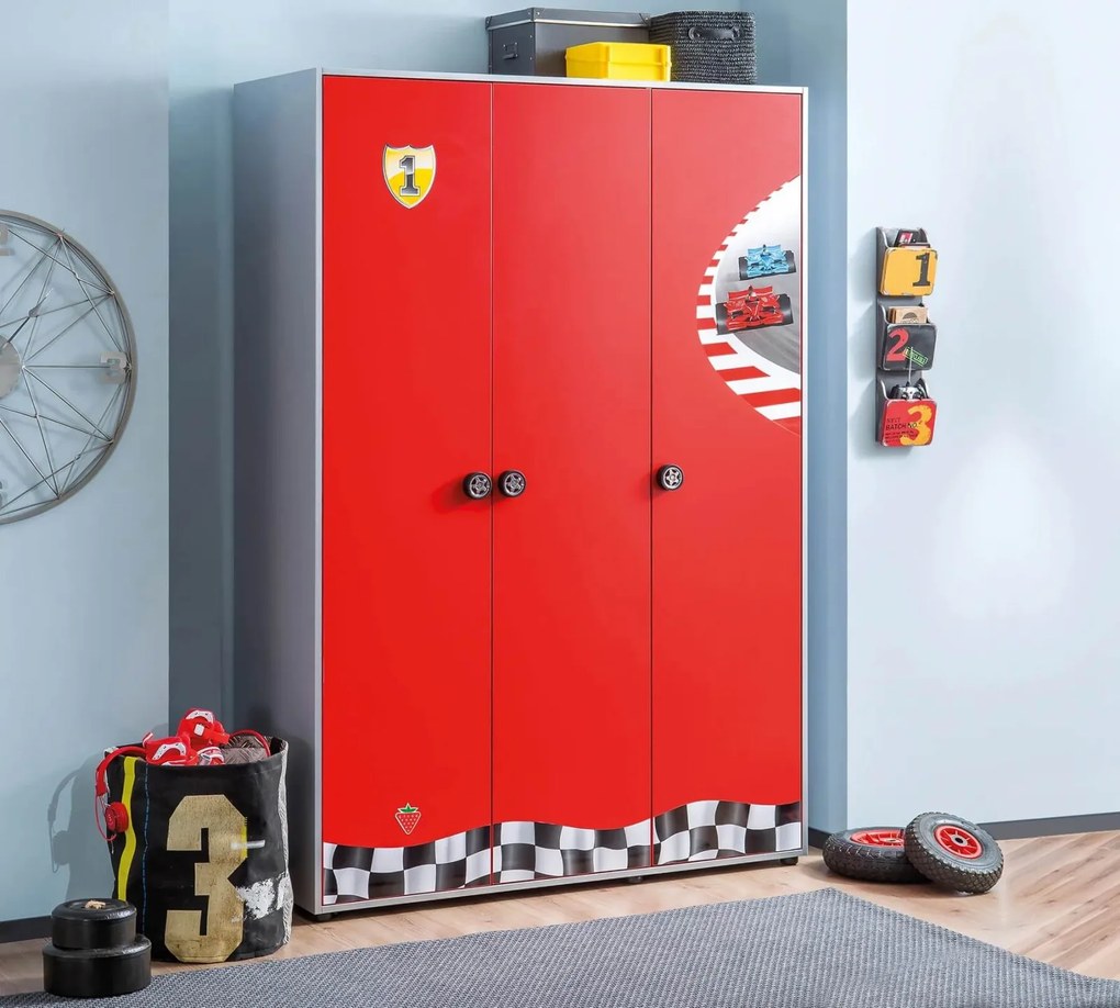 Dulapul cu 3 usi, pentru camera baieti, colectia Race Cup