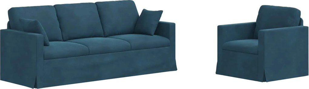 vidaXL Set de canapea 2 pcs albastru 198 x 78 x 80 cm Catifea