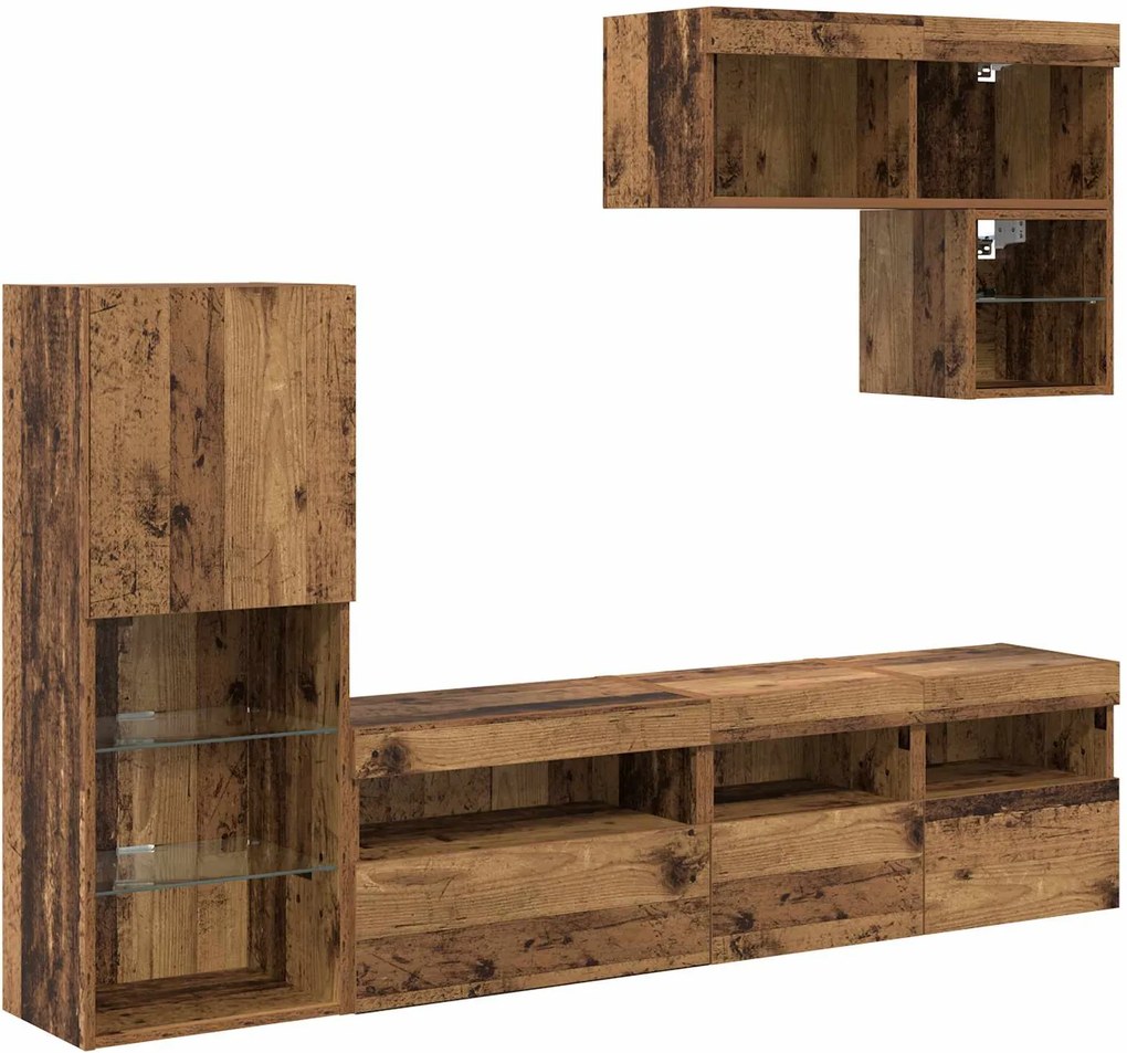 vidaXL Unități pentru Pereți de TV 6 pcs Lemn vechi Lemn compozit