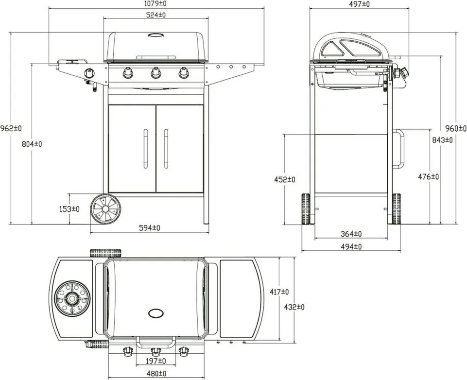 Grătar BBQ pe gaz cu arzător lateral Avenberg BOSTON