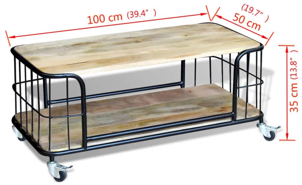 Masuta de cafea din lemn solid de mango 100x50x35 cm