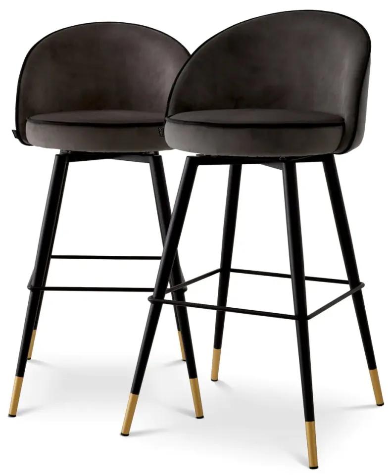 Set de 2 scaune de bar pivotante, design LUX, Bar Stool Cooper gri inchis