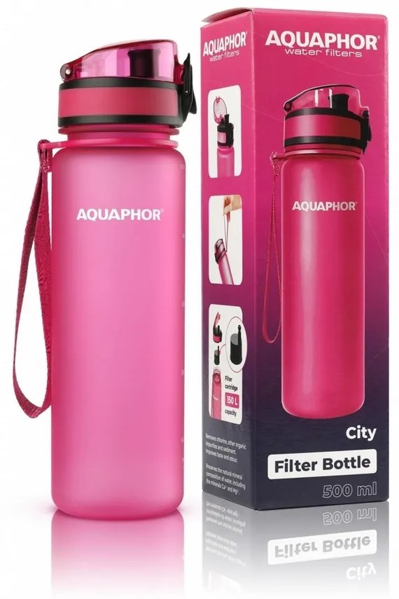 Sticlă filtrantă Aquaphor City 0,5 l, roz