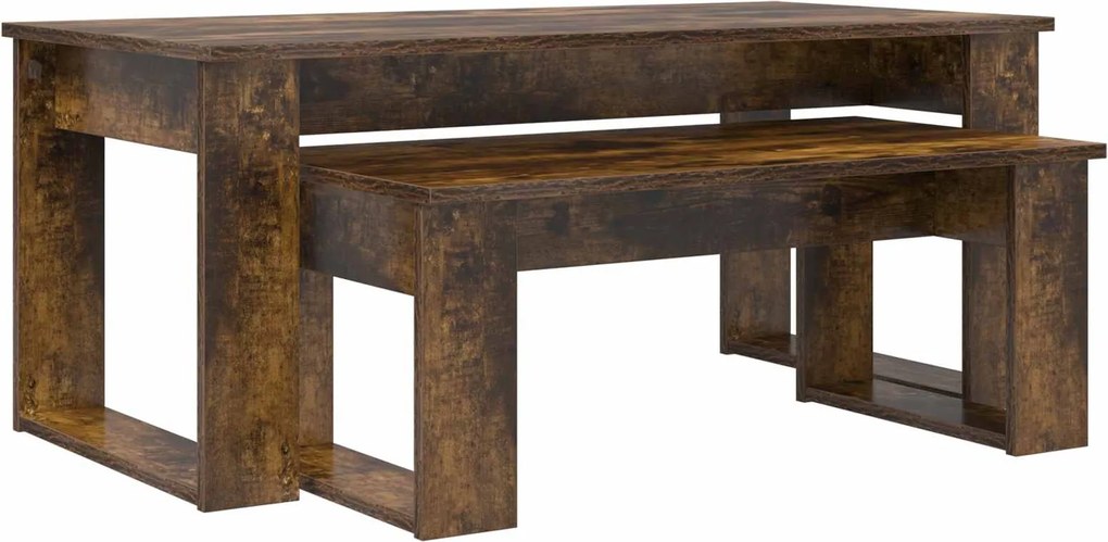 vidaXL Set de măsuțe de cafea 2 pcs Stejar fumuriu Lemn compozit