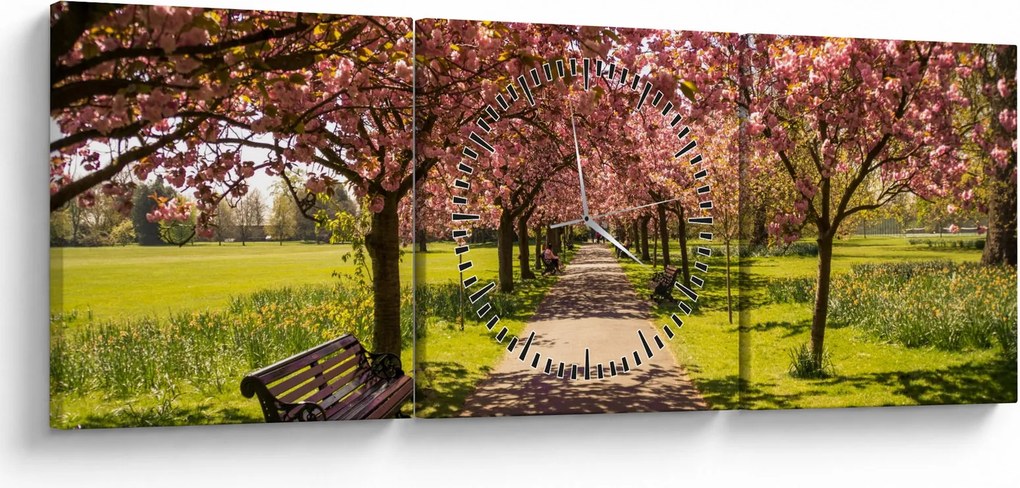 Tablou - livada cu cireși (cu ceas) (90x30 cm)