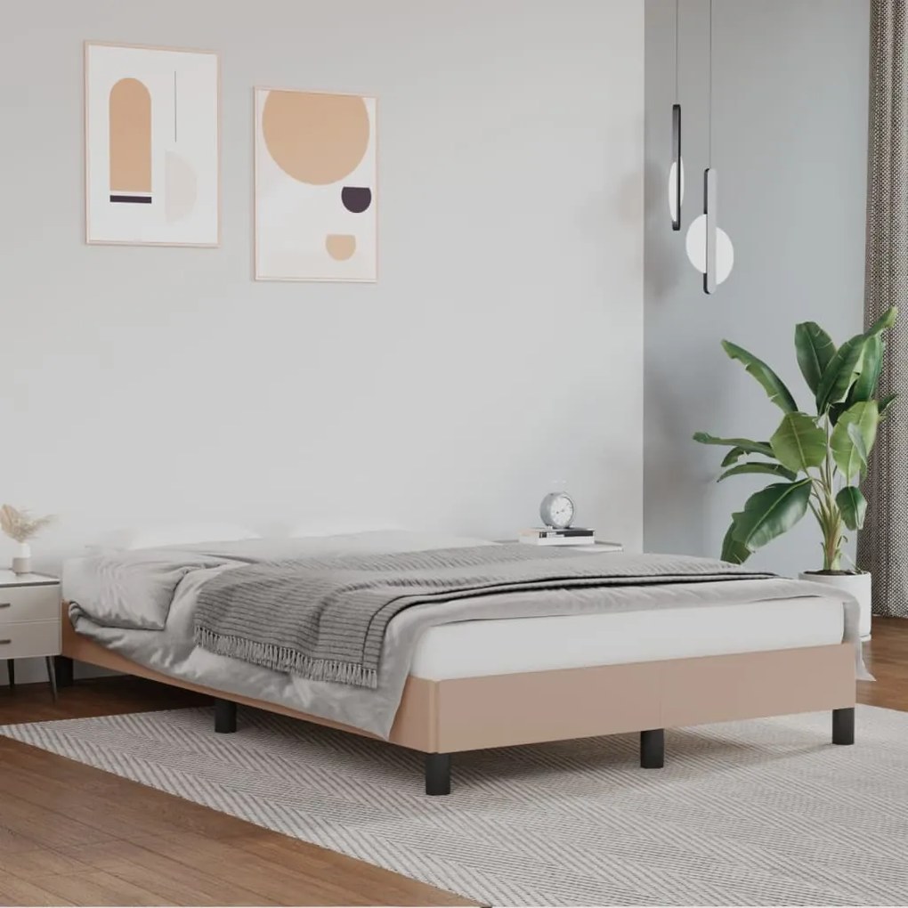 vidaXL Cadru de pat, cappuccino, 120x200 cm, piele ecologică