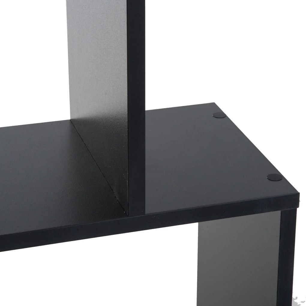 Homcom Librarie Design Modern in Lemn cu 6 Rafturi, Negru, 80x23x192cm