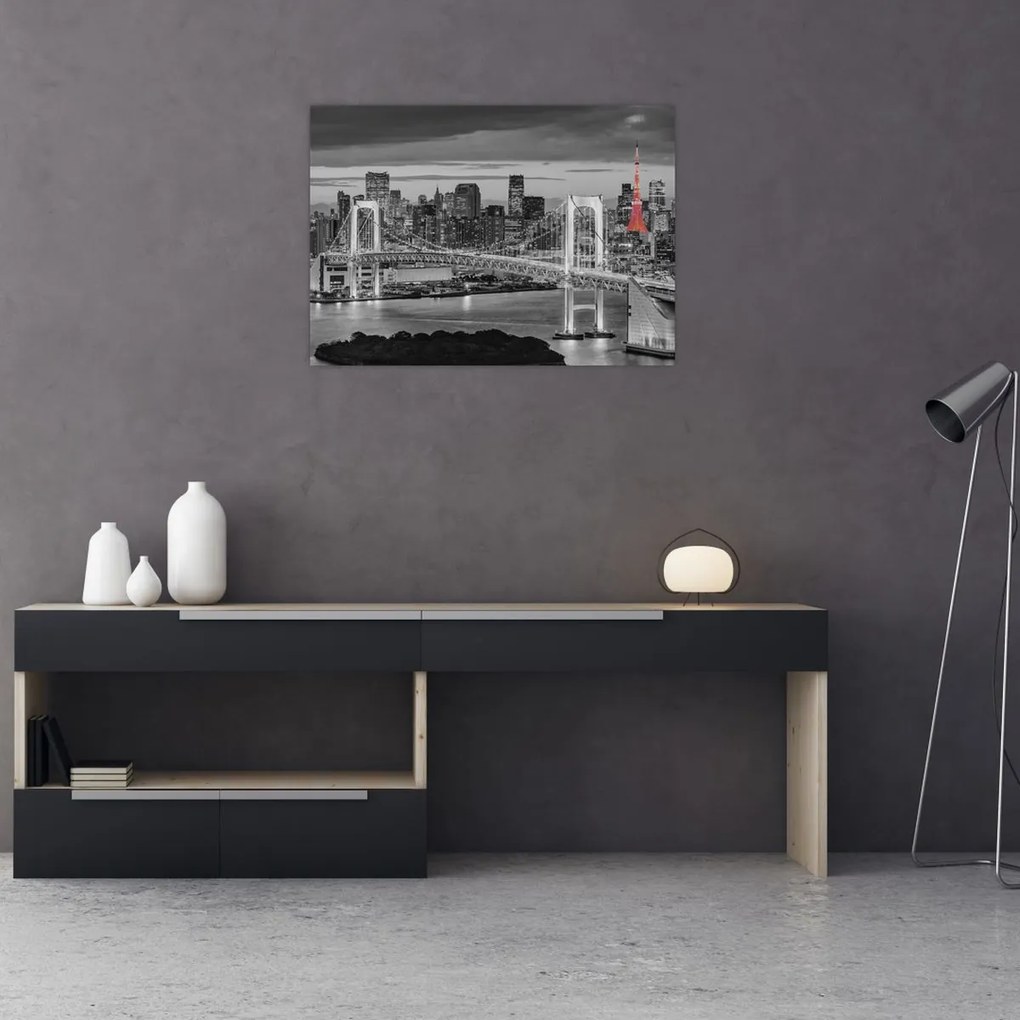 Tablou - Oraș mare cu un turn roșu (70x50 cm)