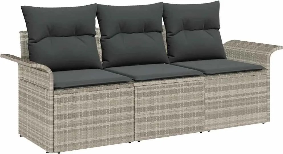 vidaXL Set de canapea cu pernă 3 pcs Gri poliratan