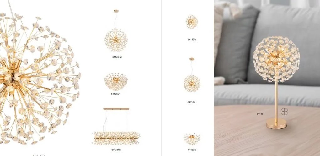 Lustra aplicata design elegant KATRINA 60cm auriu 64135D1 GL