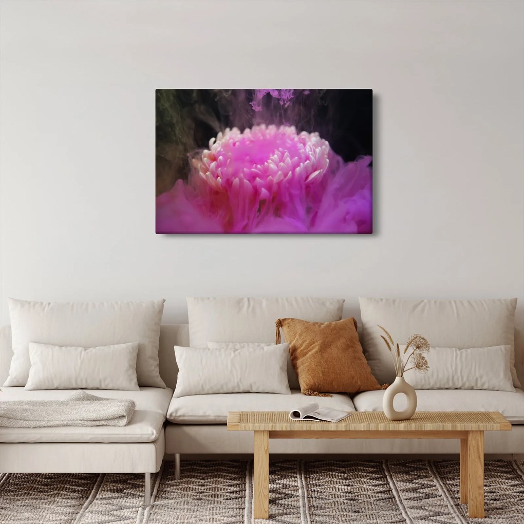 Tablou cu floare în fum roz (90x60 cm)