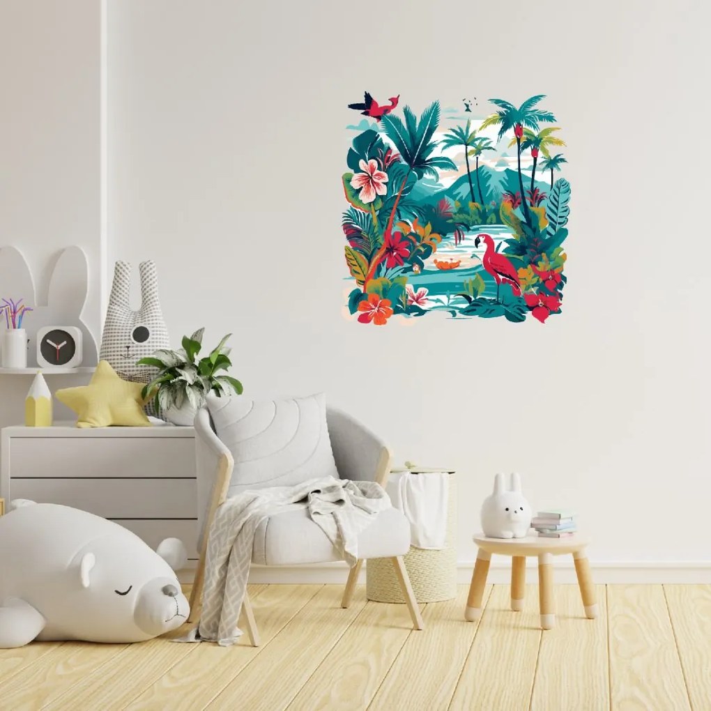 PIPPER. Autocolant circular de perete „O junglă colorată” mărimea: 60cm