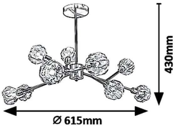 Rabalux 5395 - Lustră pe tijă KASSIA 9xG9/5W/230V