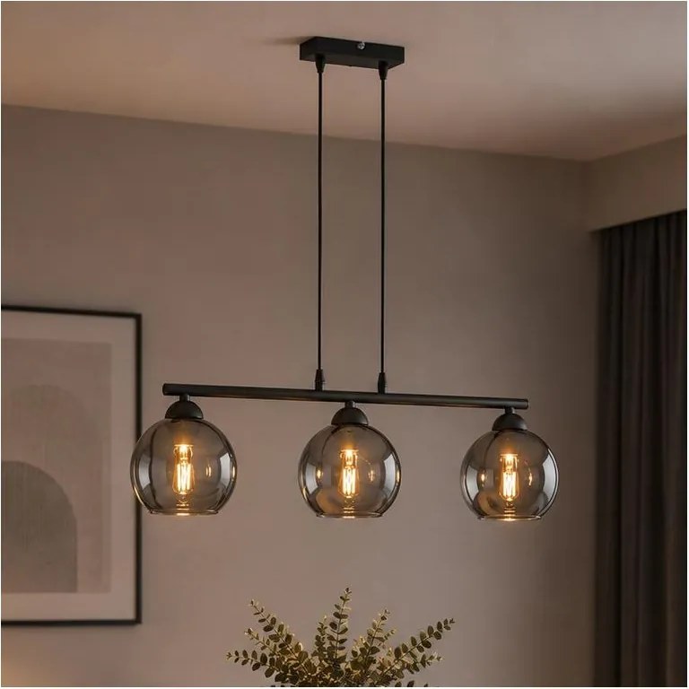 Brilagi - Lustră suspendată pe cablu DIOR 3xE27/60W/230V negru/gri fumuriu