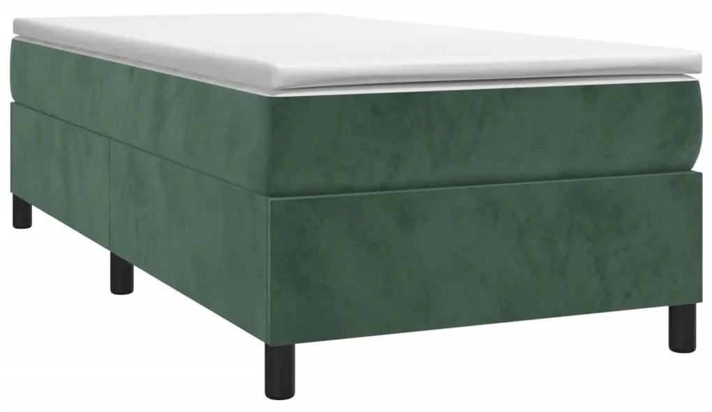 Cadru de pat box spring, verde inchis, 90x200 cm, catifea Verde inchis, 35 cm, 90 x 200 cm