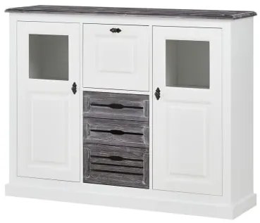 Comoda Bar Cu 2 Usi Si 3 Sertare Cabana Alb Si Antracite , 142.7 Cm