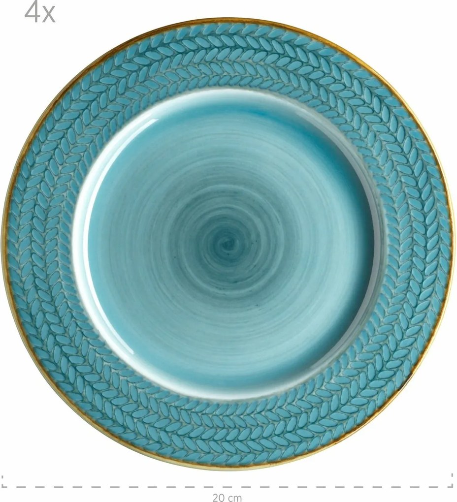 Mäser Set of 8 shallow and deep plates PROSPERO – turquoise