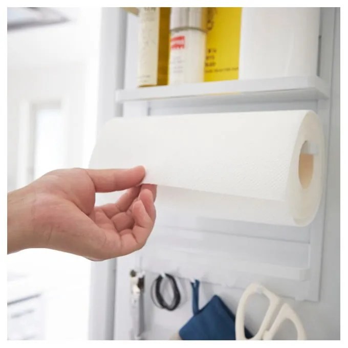 Suport magnetic YAMAZAKI Tower Magnetic Side Rack, mare, alb