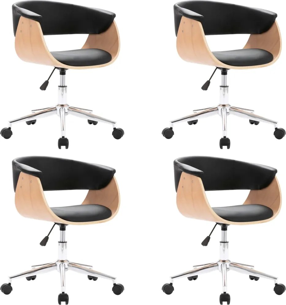 vidaXL Scaune de bucătărie pivotante, 4 buc., negru, piele ecologică