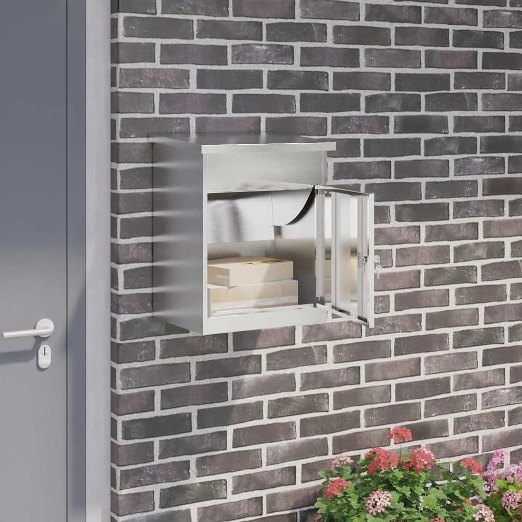 vidaXL Cutie pentru colet Argintiu 47,5 x 38 x 59 cm Oţel inoxidabil