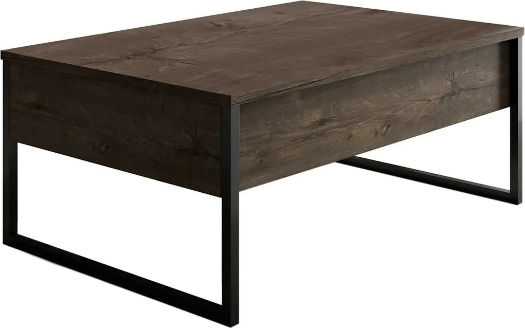 Masuta cafea Luxe, nuc/negru, PAL/metal, 90x60x40 cm