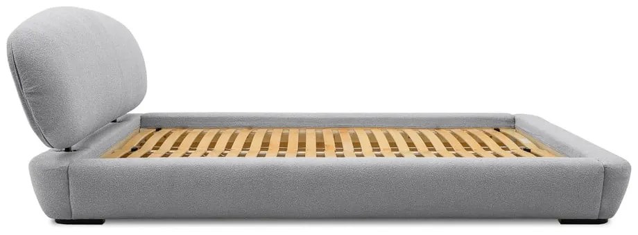 Pat matrimonial gri tapițat cu somieră 140x200 cm Odette – Scandic