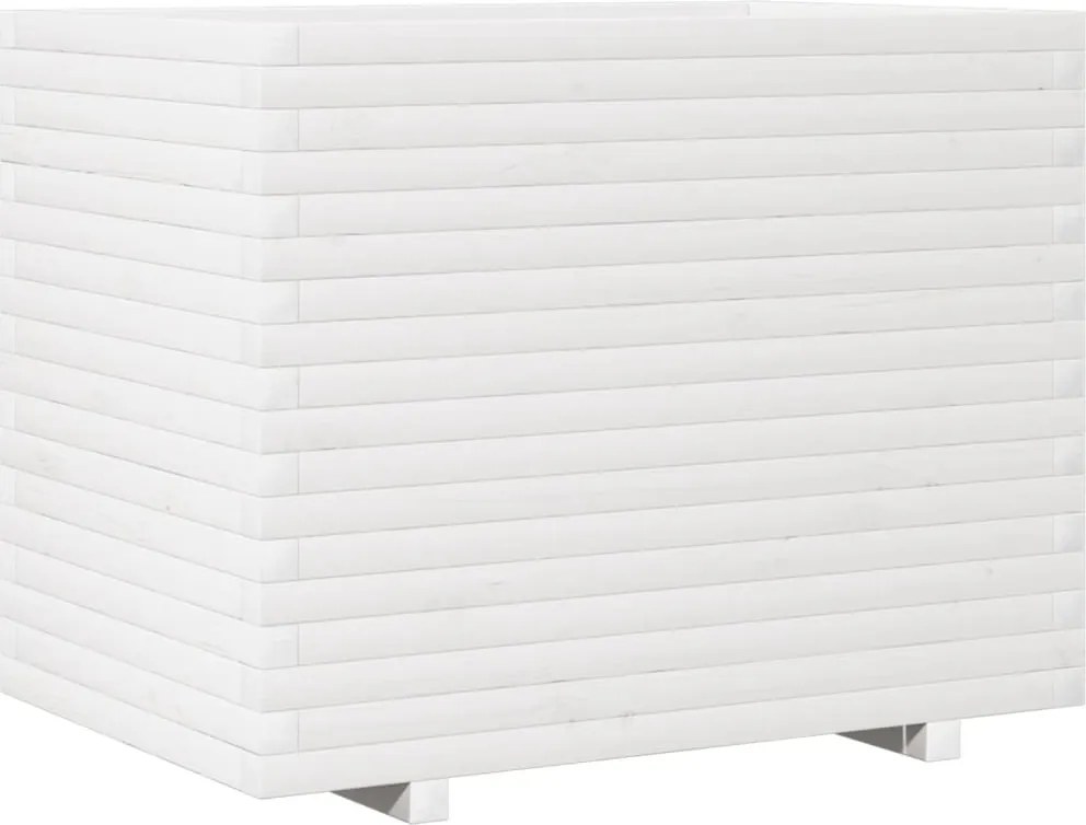 vidaXL Jardinieră de grădină, alb, 90x60x72 cm, lemn masiv de pin