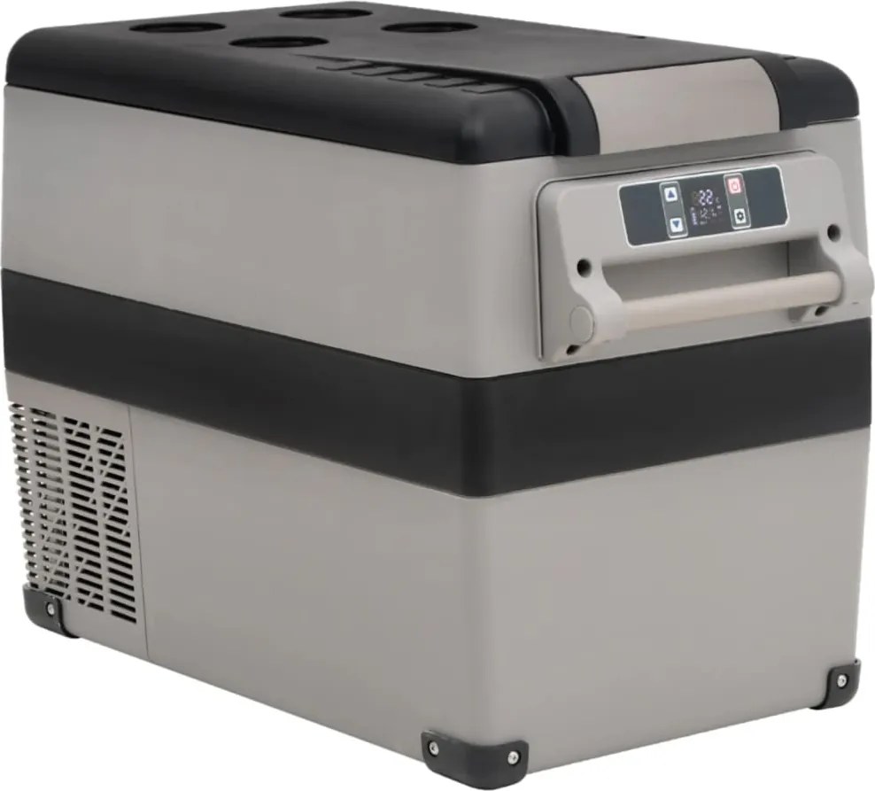 vidaXL Ladă frigorifică cu mâner, negru și gri, 35 L, PP și PE