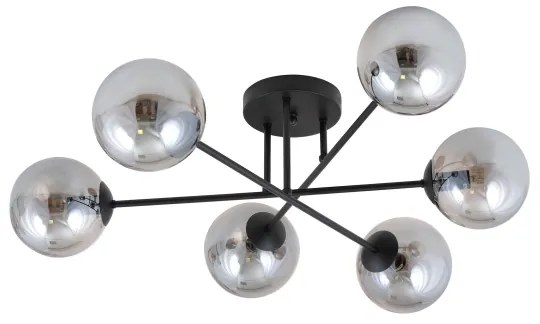 Lustră aplicată ROMA 6xE14/10W/230V negru/fumuriu