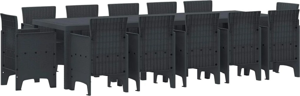 vidaXL Set de masă pentru grădină 13 pcs Antracit Plastic
