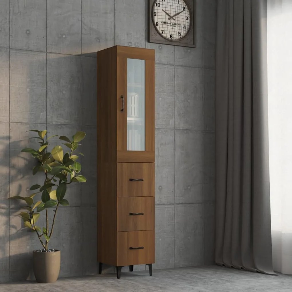 3115371 vidaXL Dulap înalt, stejar maro, 34,5x34x180 cm, lemn prelucrat