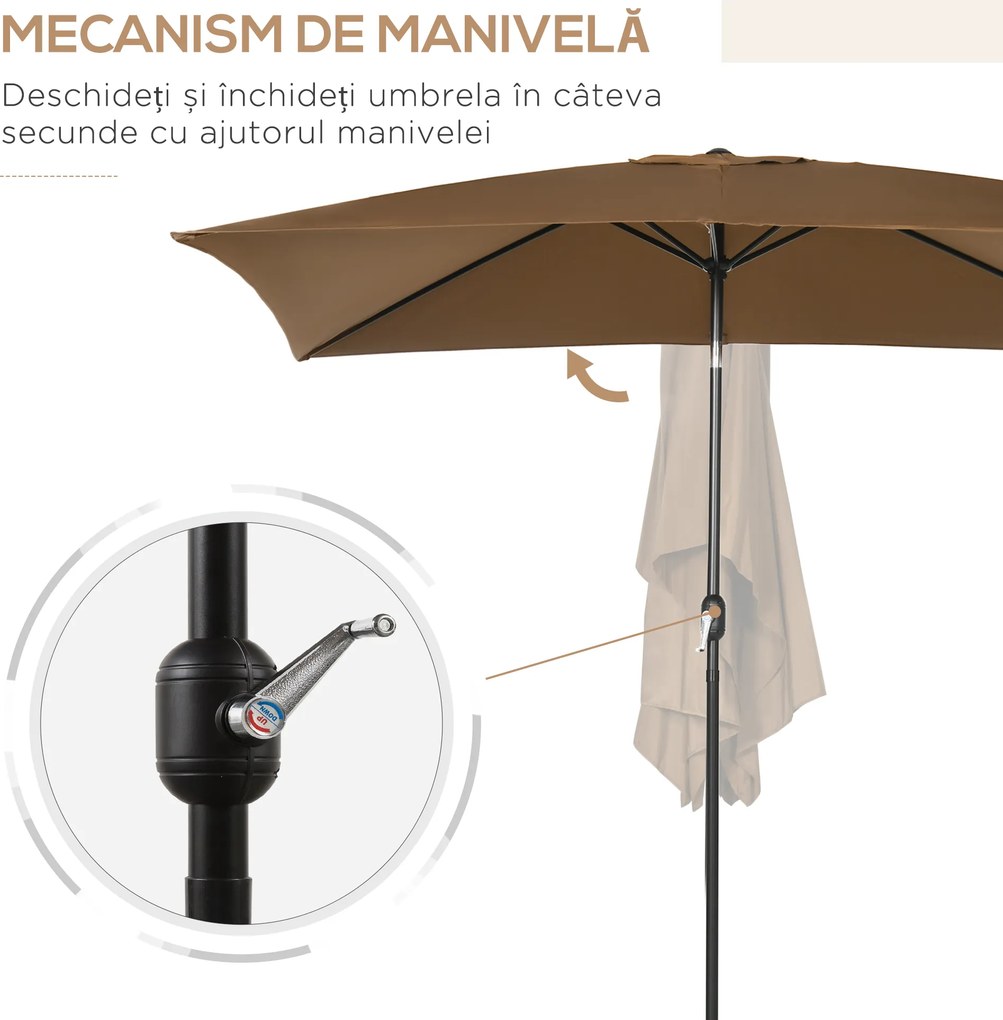 Outsunny Umbrela de Gradina Dreptunghiulara 195×295 cm – Alb | Aosom Romania
