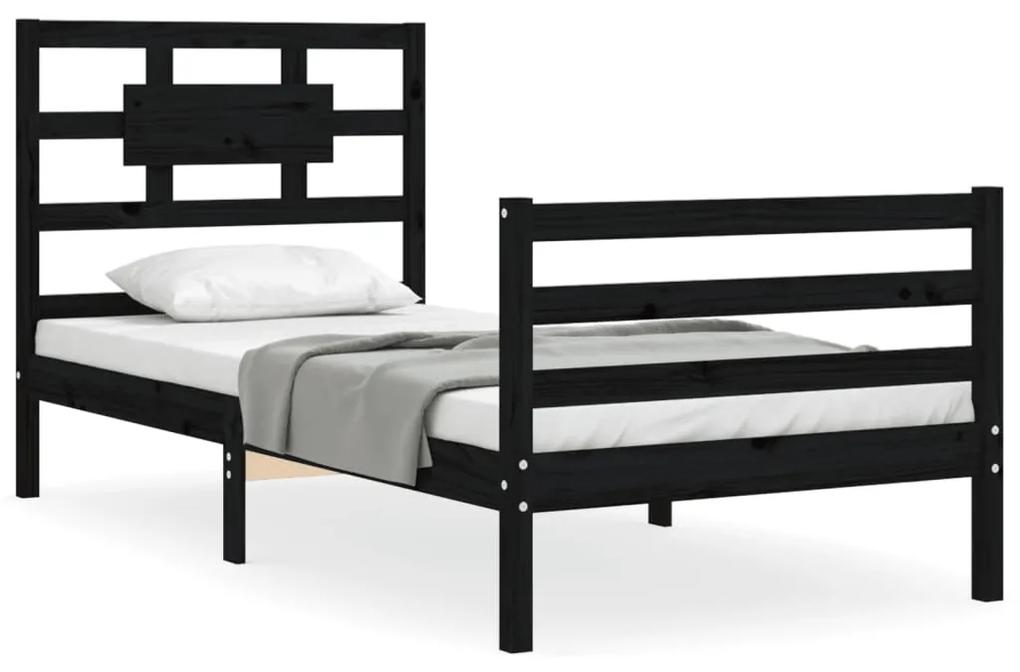 3194435 vidaXL Cadru de pat cu tăblie, negru, 100x200 cm, lemn masiv