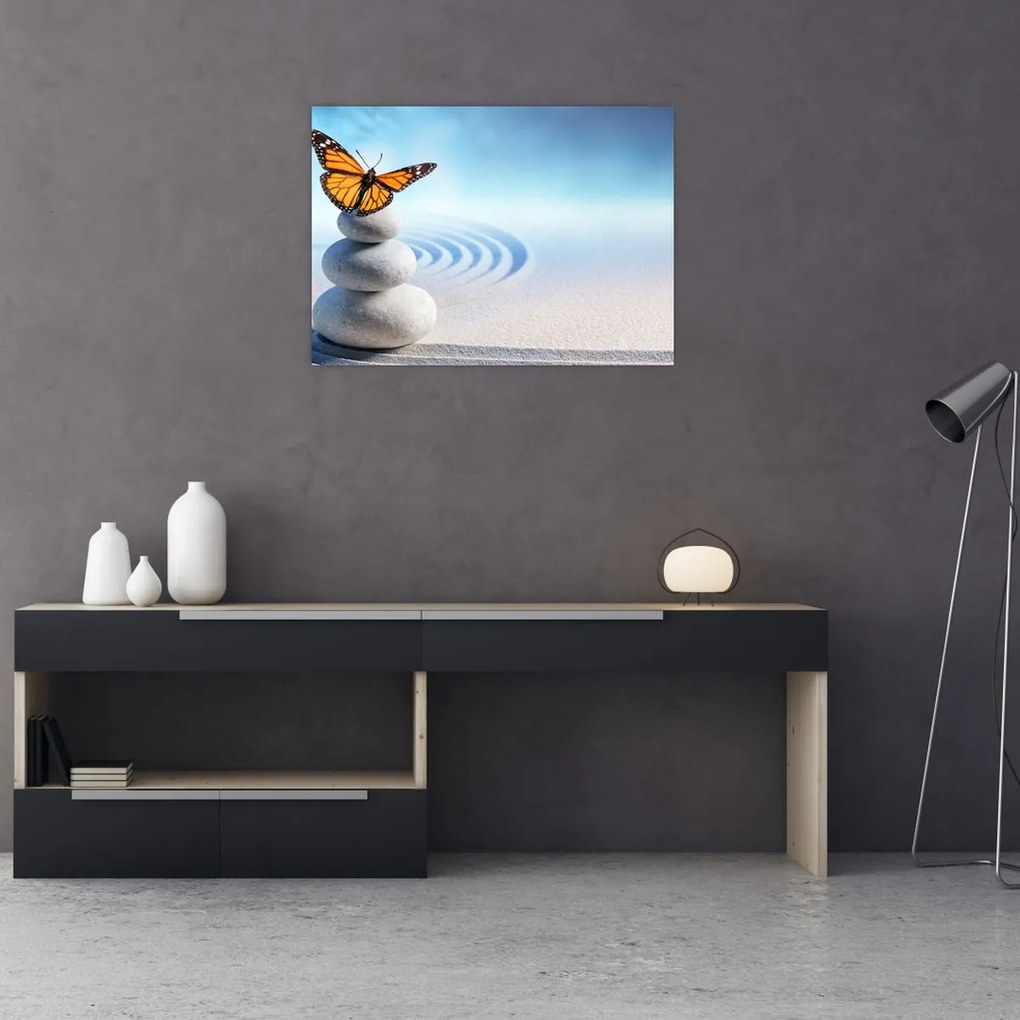 Tablou pe sticlă - Grădina Zen (70x50 cm)