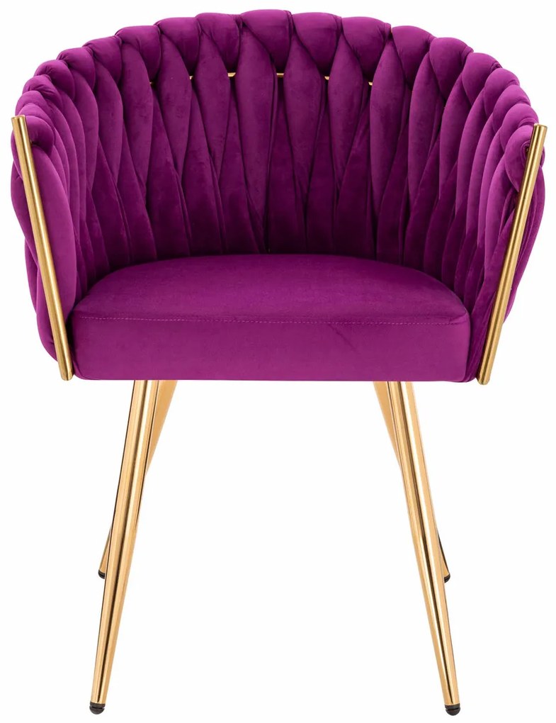 HR750 Scaun cu picioare Aurie Fucsia din Catifea
