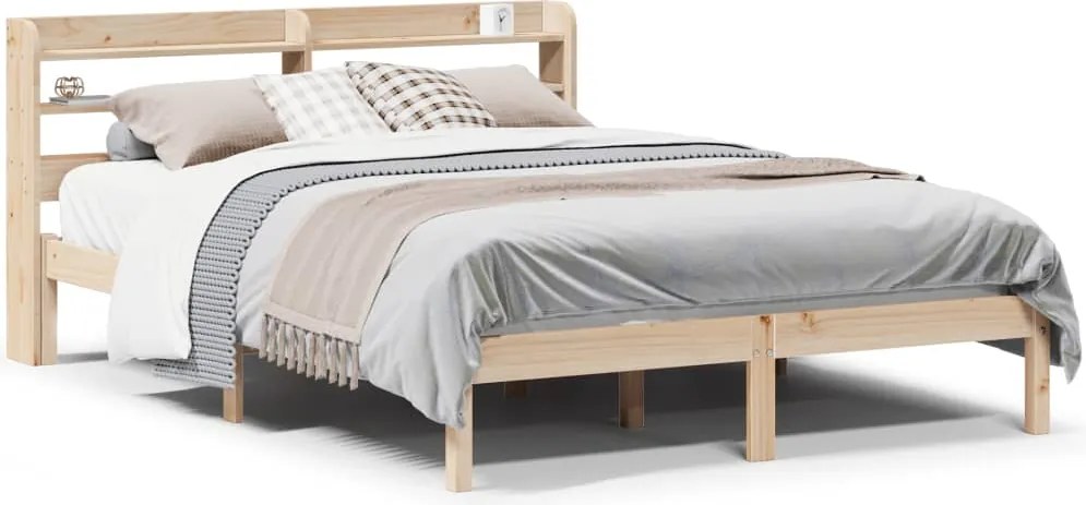 vidaXL Cadru de pat fără saltea, 135x190 cm, lemn masiv de pin