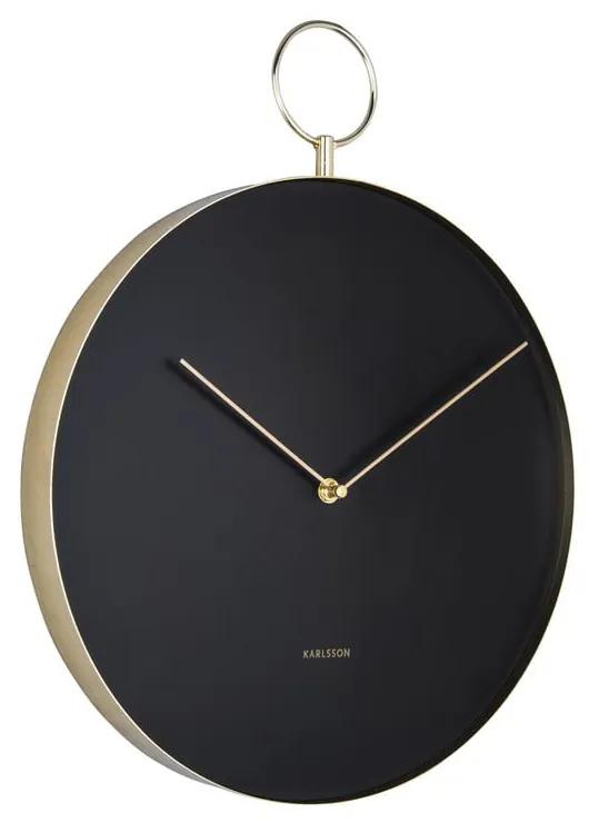 Ceas din metal pentru perete Karlsson Hook, ø 34 cm, negru