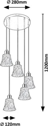 Lustră pe cablu Rabalux 5xE14/40W/230V