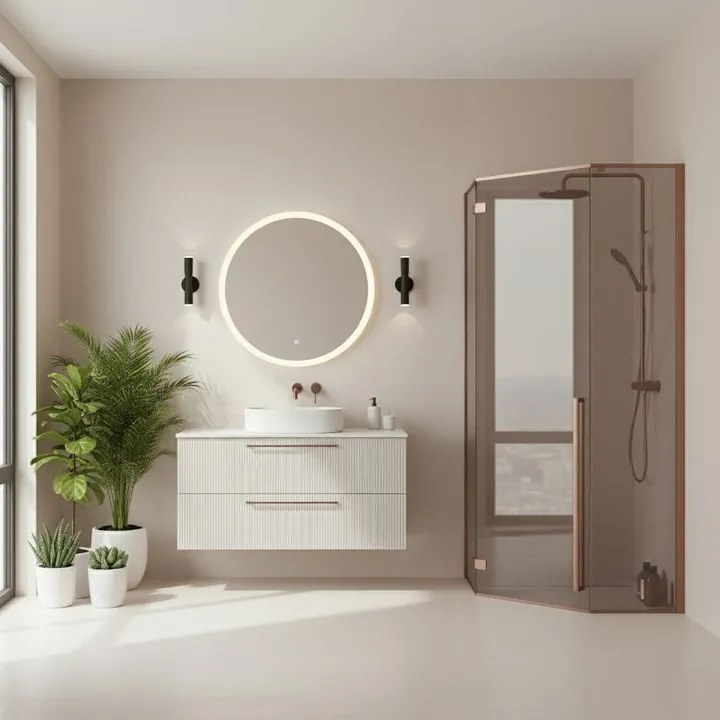 Cabina de dus DIAMOND cu cadita neagra 90x90 cm cupru periat