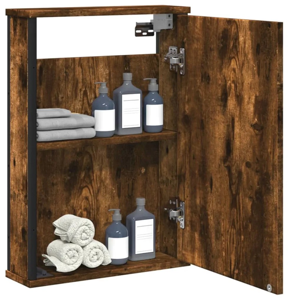 vidaXL Dulap baie cu oglindă stejar fumuriu 42x12x60 cm lemn compozit