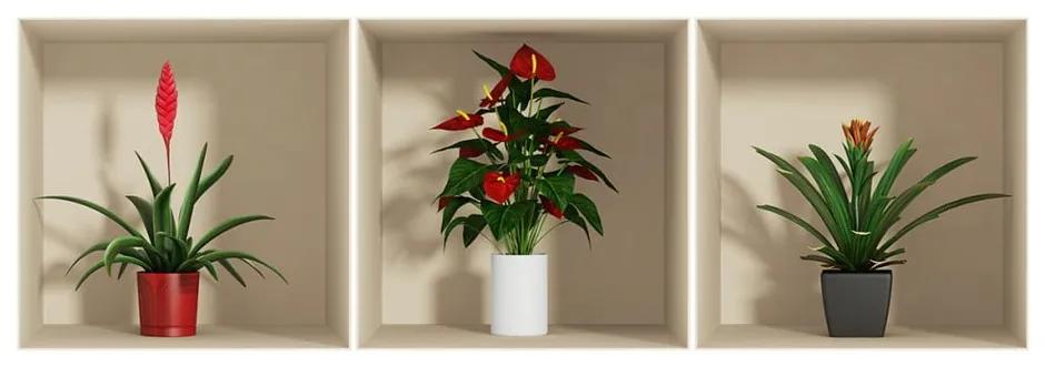 Set 3 autocolante cu efect 3D Ambiance Flower