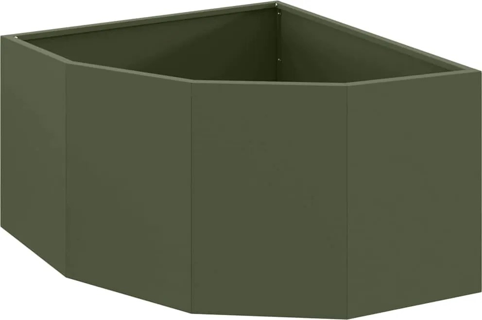 vidaXL Ghiveci de colț Olivengrønn 60 x 60 x 35 cm Oțel