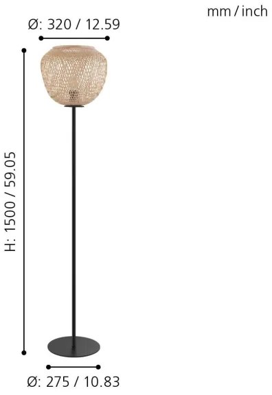 Eglo 43264 - Lampadar DEMBLEBY 1xE27/40W/230V