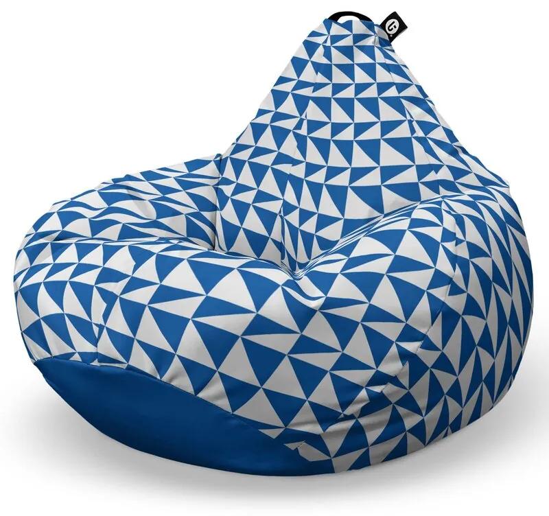 Fotoliu Puf Bean Bag tip Para L, Geometric Sea, Blue