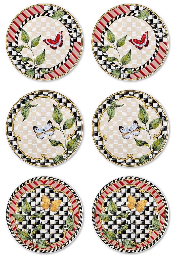 Set 6 farfurii JRD019, multicolor, ceramica, 19 cm