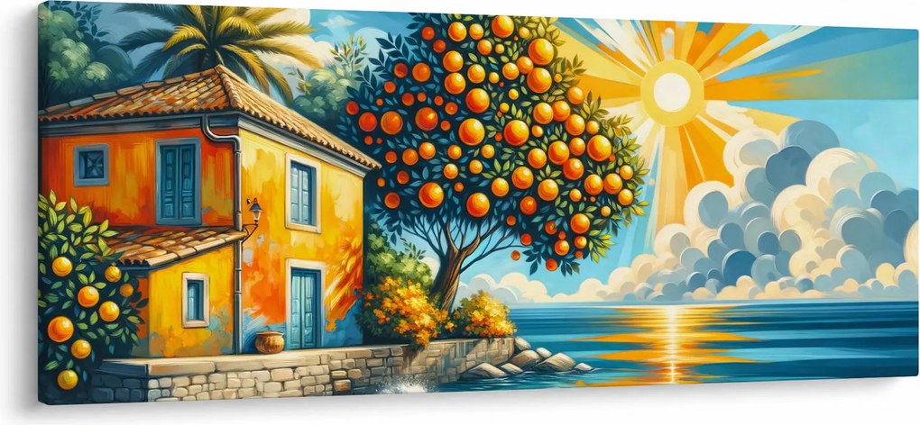 Tablou - Casă cu portocale I. (120x50 cm)